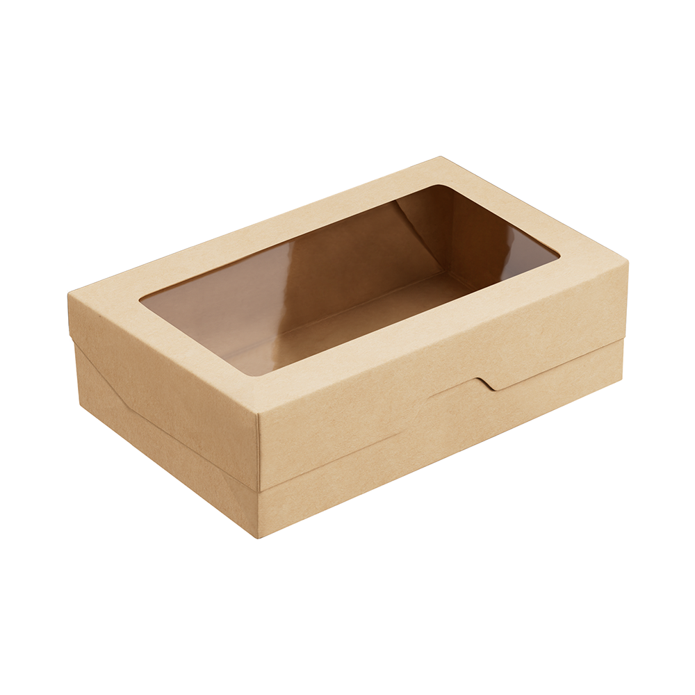 Контейнер OneBox 1900 мл, бумажный, крафт, с окном, 230×140×60 мм, 25 шт. от производителя в Кирове