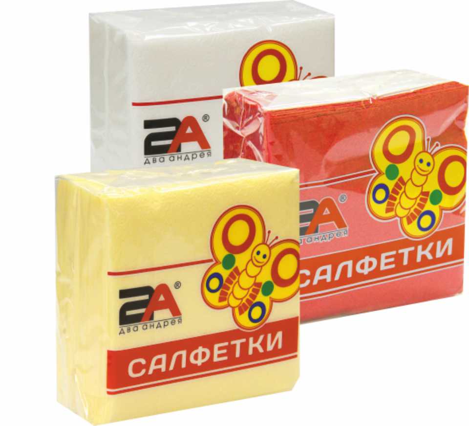 Бумажные салфетки «Два Андрея», 25×25 см, белые, 50 листов от производителя в Кирове