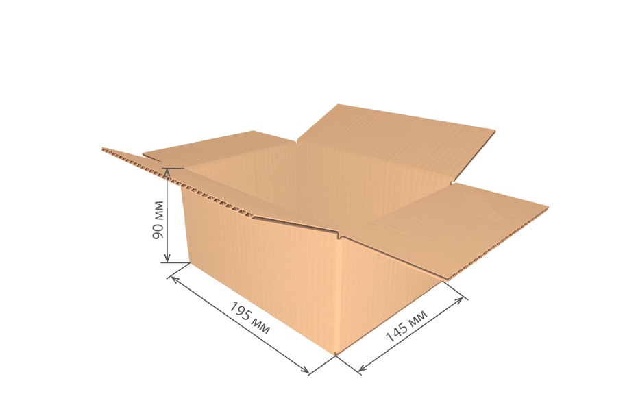 Гофроящик 195×145×90 мм, Т23С, бурый от производителя в Кирове