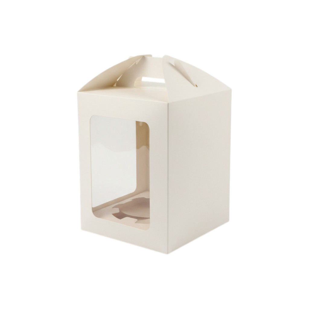 Коробка для кулича OSQ JUMPL M, 160×160×200 мм, белый картон, с окном и ложементом от производителя в Кирове