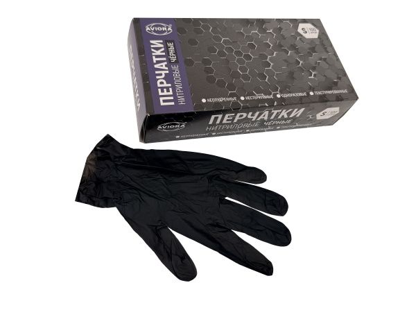 перчатки нитриловые ЧЕРНЫЕ S 50пар