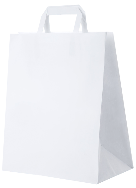 сумка бум. крафт 37х32х20 с плоск. ручками БЕЛАЯ