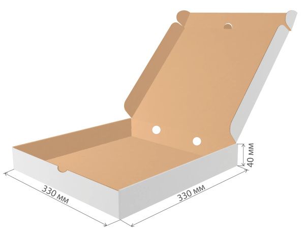 коробка под пиццу гофрокартон 330х330х40 бел/бур ЛОК
