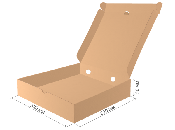 коробка под пиццу микрогофрокартон 320х220х50 бур/бур *