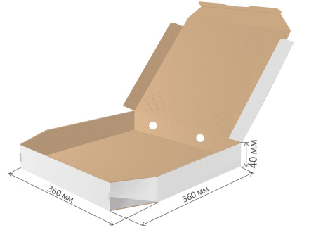 коробка под пиццу микрогофрокартон 360х360х40 скошенные углы бел/бур *