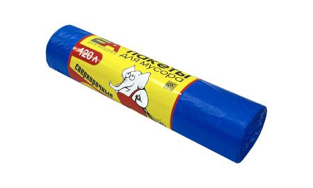 пакеты д/мусора 120л 20шт "Слоны в рулоне" 2А синие