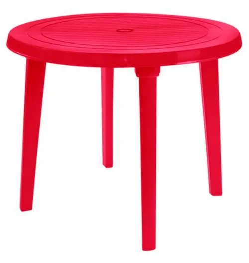 стол пластиковый  красный 88х72 круглый